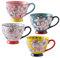 superyes Cute Coffee Mugs Sets of 4, Coffee Cups Set for Tea Milk Latte Cappuccino Cereal Hot Chocolate Soup, Gift for Friend, Family(White-Pink-Yellow, 12 oz x 4 pcs)