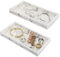 ZENFUN 2 Pack Marble Resin Tray, Jewelry Tray Vanity Organizer, Countertop Mini Dish Cosmetics Holder for Candle, Perfume, Soap, Small Plant, Bathroom, Home Decor, White, 20x10x2 CM