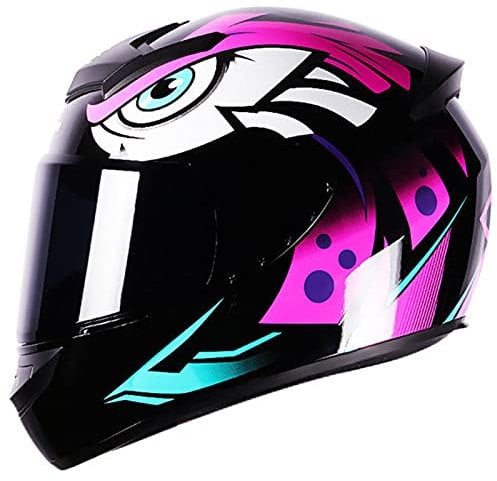Full Face Motorcycle Helmet with Sun Visor DOT/ECE Approved Motorbike Moped Street Bike Scooter Helmet for Youth Men and Women, Ventilated Breathable Purple,XL