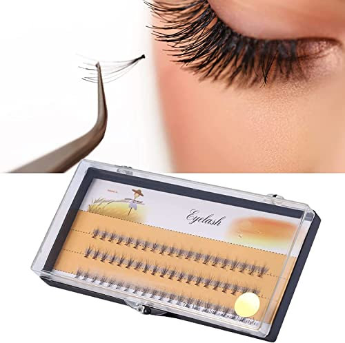 MOUMOUTEN Falsche Wimpern, 60 Knoten Einzelwimpern, 3D Künstliche Wimpern Leichter Einzelne Lashes Wimperneffekt mit 1 Tablett Wimpernverlängerungen(9mm)