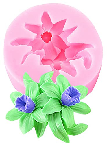 Moule en silicone en forme de fleur de lys 3D pour fondant, pâte à sucre, décoration de gâteau, outils de cuisson, moule à savon Surgar