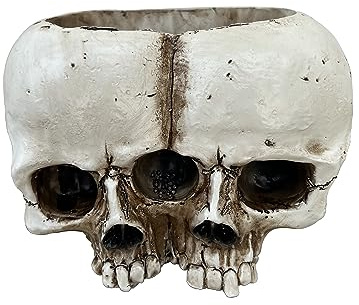 Totenkopf-Übertopf für Zimmerpflanzen, Totenkopf-Pflanztopf, Kopf, Hofkunst, Outdoor- und Gartendekoration, für den Außenbereich, Frühling, Geburtstagsgeschenke, Halloween (doppelter Schädel)