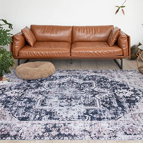 TALETA Teppich Waschbar, Rutschfest für Wohnzimmer und Schlafzimmer - Orientalisch, Beige, Groß: 240 x 340 cm