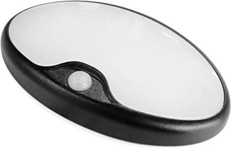 Dream Lighting Caravan Ceiling Light with Motion Sensor 12v LED Light Campervan Motorhome Interior Light IP44 Black Shell 3500K Warm White