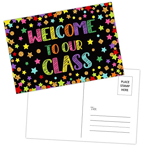 FaCraft Postkarten mit Aufschrift Welcome to School für Schüler – Welcome to Our Class Teacher, Postkarten für Kinder, Klassenzimmer, Kindergarten, Vorschule, Schulbedarf, Lehrer-Must-Haves, 36