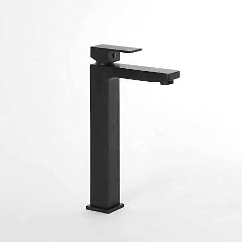 Milano Preto High Rise Mono Bathroom Basin Mixer Tap - Black