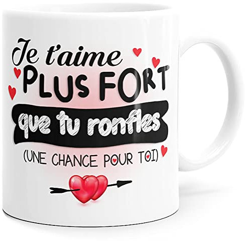 Luigi Collection Mug Humour Amour Tu Ronfles Tasse Message drôle Idée Cadeau Original pour Ami Couple Amoureux Collègue Mari Femme Homme Fiancé Copain Copine Anniversaire St Valentin Noël.