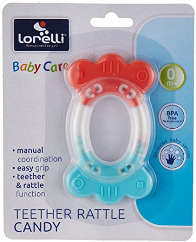 Baby Care Beißring Candy Babyrassel, Greifling, genoppter Griff, ab Geburt bunt