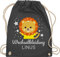 Turnbeutel Rucksack - Kita Beutel Wechselsachen Jungen - Wechselkleidung Löwe - Unisize - Dunkelgrau - kinderturnbeutel wechselbeutel personalisierte löwen stoffbeutel kindergartenbeutel