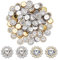 SUPERFINDINGS 80 Stück 2 Farben Strasssteine zum Anbringen von hellen 16mm Perlennieten mit flachem Rücken mit Diamant Kristall Blumen Nieten für Kleidung Kleidung Taschen Schuhe Kleid Hochzeit