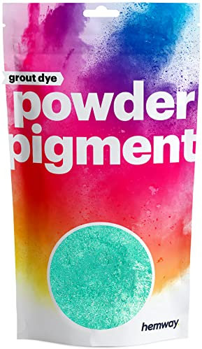 Hemway 50 g / 1.75 oz Metallic Mint Green Premium Grout Powder | Concrete Coloured Dye Pigment | Render Mortar Powdered Brick Toner | Suitable for Bathroom & Kitchen | High Colour Saturation