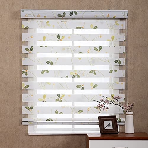 XUNFAKEJI Doppelrollo mit Gemustert,Duo Rollos für Fenster,Zebrarollo,lichtdurchlässig und verdunkelnd Wandmontage Sichtschutz,für Tür Fenster,mit Zubehör,Anpassbar (W50xH130cm)