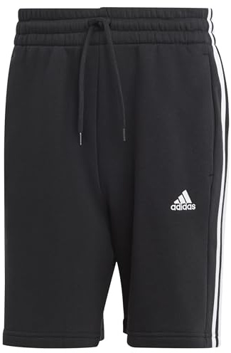 adidas Men Essentials Fleece 3-Stripes Shorts, M Tall, 2 inch Black