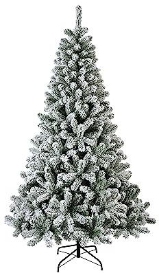 GLOUPIE Albero Di Natale Livigno Innevato 210 cm, Diametro 126 cm | Apertura Ad Ombrello, Ignifugo,12 Anni Di Garanzia,