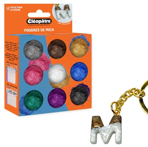 CLEOPATRE – Zubehör-Set aus Kunstharz – Muschelpulver für Kreationen aus UV- und Epoxidharz – 9 Töpfe