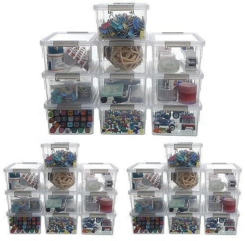 Citylife 30er-Set 1.25L Aufbewahrungsbox mit Deckel Klein, Stapelbar Transparente Griff Clips Kleinteile Kiste Elastisch, Robust Plastik Boxen für Lego und Bastelsachen gekauft, 17.7 x 13 x 8.2cm