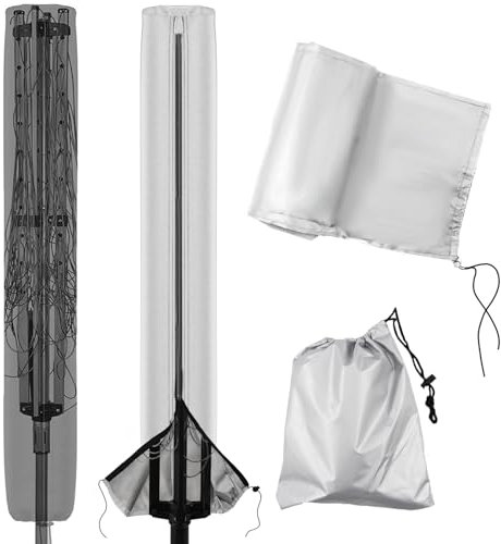 Newthinking Abdeckung für Wäschespinne, 420D, strapazierfähig, wasserdicht, mit Reißverschluss, für Wäschespinnen, 168 x 16 x 16 cm, Silber