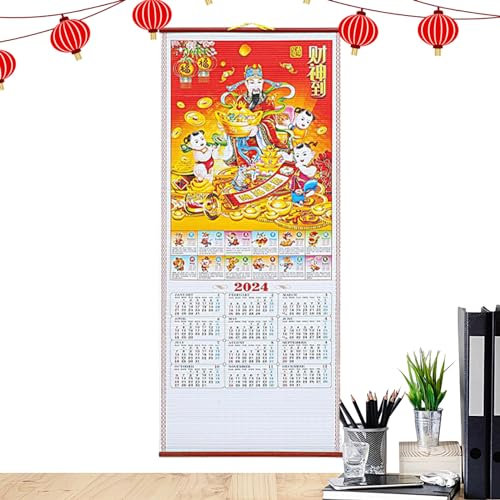 JPSDOWS Jahr des Drachen 2024 Kalender, Mondkalender 2024 | Chinesischer Wandkalender | 2024 Chinesischer Wandkalender für das Jahr des Drachen, Kalender-Heimdekoration für den Tagesplaner