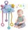 ETETOO Jouet Montessori - Jeux Bebe pour Travailler La Motricité Fine, Silicone 100% De Qualité Alimentaire avec Fonction De Hochet Intégrée Et Conception Facile À Nettoyer (Bleu)
