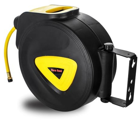 Youyijia 10m Retractable Air Hose Reel 33FT Automatic Rewinding Air Line Reel Commercial Compressor Tool for Indoor and Outdoor Use Includes Lead in Hose and Handle