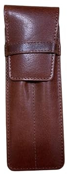 Love EMVY Double Pen Pouch Case Genuine Leather - Holds Two pens (Brown)