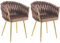 Shally Dogan Set 2 Sedie per Sala da Pranzo con Rivestimento in Velluto ed Imbottitura Ergonomica ad Altissima Densità, Sedia da Cucina, Soggiorno, Ufficio con Piedi Dorati, Design Moderno (Marrone)