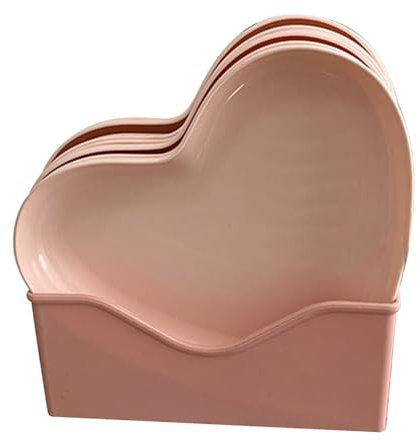 Tissting 5 Pcs Platos en Forma de Corazon, Platos Postre 18 x 14 cm Platos de Plástico para Cena Plato de Aperitivos con Base, Bonitos Platos de Cena para Postre Sushi Pasta Mucho Más