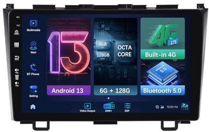 MISONDA DAB+ 4G Android 13 Car Stereo for Honda CRV 2006-2011 with Carplay DSP 9 Inch IPS Screen Car Radio with GPS Navigation Bluetooth FM RDS HiFi WiFi Android Auto Backup Camera
