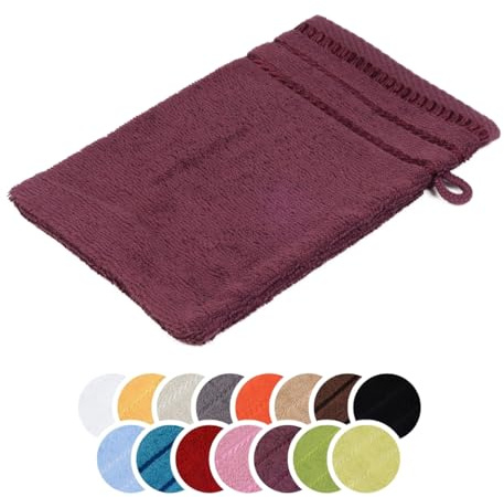 liebling Waschhandschuh, 100% Baumwolle, Serie Potsdam, 17 x 24 cm, 60 Grad waschbar, trocknergeeignet, Farbe: Brombeere