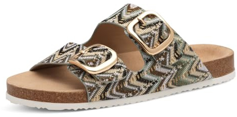 s.Oliver Damen Pantoletten mit Schnallen Bequem, Grün (Khaki), 37 EU