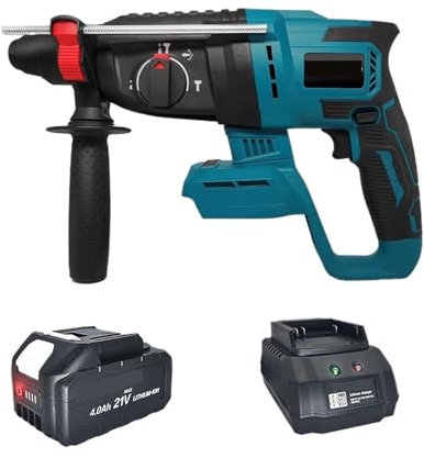 MZZYG Rotary Hammers 4-Mode Brushless Cordless Electric Rotary Hammer Drill 26mm Rechargeable Hammer Impact Drill Power Tools Fit 18V Battery(1PC 4.0Ah Battery)