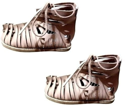 ebas Handmade Roman Caligae Leather Sandals, Light Brown, Lace Up (us 8)
