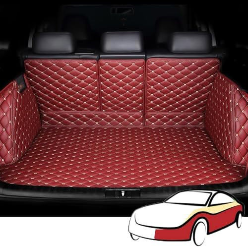 Auto Kofferraum Schutzmatte,für Jeep Wrangler JL 4-Door 2023-2018 (with Audio on The Right Side) Cargo Carpet Kofferraumwanne Hohe Seitenschutzmatte Kofferraum Kofferraumschutz,All Red