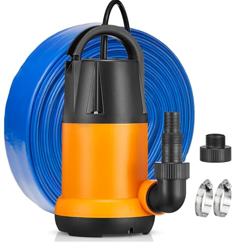 Limodot Submersible Water Pump With 25ft. Hose Kit, Sump Pump, Utility Pump with 25-Foot Power Cord, 4000GPH, Portable Water Pump for Swimming Pools, Garden Ponds, Basements, Multi-Purpose Drainage