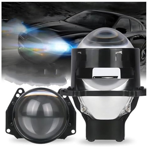 ODKBFG Headlights 2piece 3 Inch Bi LED Projector Headlights Lenses For LED Lights Projector 120W 40000LM Diode Headlamp Car Accessories Headlamps Assembly