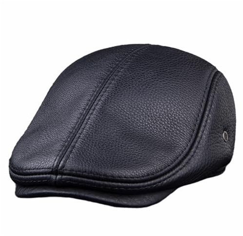 BESTORI Herren Winter Schirmmütze Mit Ohrenklappen Leder Warm Flatcap Schiebermütze Schwarz