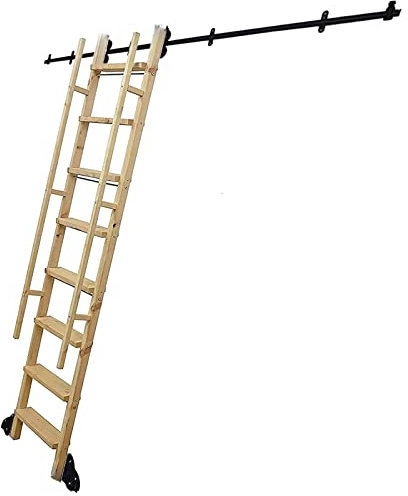 ZFGOJNBH Library Rolling Ladder Mounting Hardware, Sliding Ladder Hardware Kit (No Ladder) Round Tube Mobile Ladder Tracks for Home/Indoor/Loft with Floor Roller Wheels (Size : 10ft/300cm Track kit)