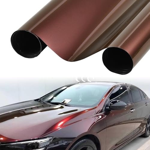 XhuangTech Chrome Chamäleon Autofolie Schwarz Rot, Selbstklebende Car Wrap Folie DIY Metallic Decal, Air Release Paint Film Wasserdicht Außen Innen Zubehör für Auto, Motorrad, Fahrrad (50 × 152 cm)
