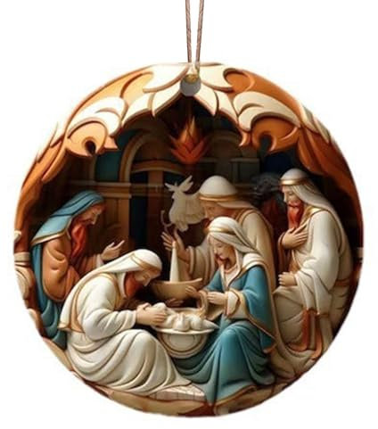 Handgefertigte Weihnachtskrippe aus Acryl, detaillierte Krippen-Hängeornament, um Ihrem Zuhause Festivalgeister zu verleihen