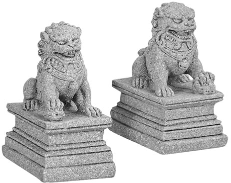 Alipis Steinlöwen Dekor Sandstein Feng Shui Figur Desktop Verzierung Löwen Statue Für Wohn Und Arbeitszimmer Langlebig Und Künstlerisch