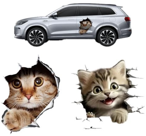BIRLOZA 2pcs 3D Cat Sticker, aufkleber für auto, autoaufkleber katze, Cute Cat Decorations Sticker
