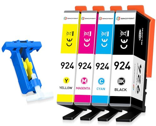 SINOPRINT 4er-Pack 924 Patronen Ohne Chip Kompatibel mit HP OfficeJet Pro 8122e 8120e 8120 8132e 8124e 8125e 8135e 8138e 8139e 8122 8123
