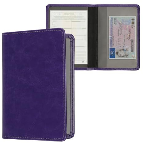 kwmobile Porte permis de Conduire Carte Grise avec Compartiments Cartes Passeport - Étui Portefeuille de Protection en Simili Cuir Iris pâle