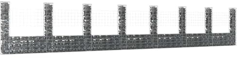 Swpsd U-shape Gabion Basket with 8 Posts Iron 860x20x150 cm Gabions Model151288