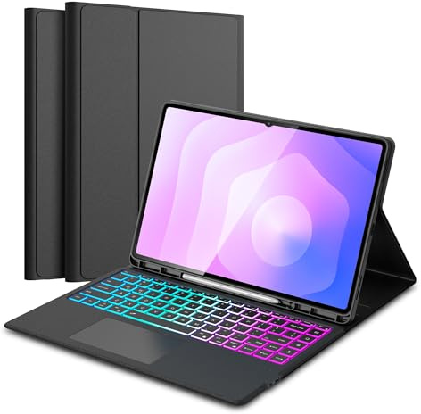 for Samsung Galaxy Tab S11 Ultra/S10 Ultra/S9 Ultra/S8 Ultra 14.6 inch Case with Keyboard : One-Click DEX Mode, Rainbow Backlit, 2 Wireless Channels Detachable Keyboard with Ai Key & Smart Touchpad