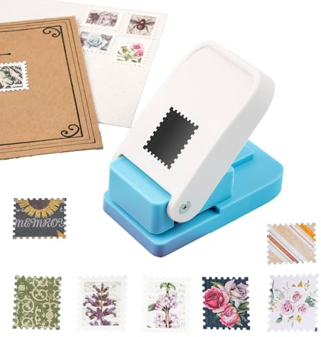 OTCRAFT Perforadora rectangular para sellos postales de 1 x 0.8 pulgadas; perforadora de acción de palanca para manualidades de papel, álbumes de recortes, perforadora de papel hecha a mano para