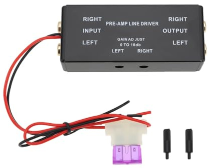 ECSiNG Preamplificador de Señal con Controlador RCA Entrada/Salida Rango Ajustable de 0,1 A 18 DB para Coche Y Barco