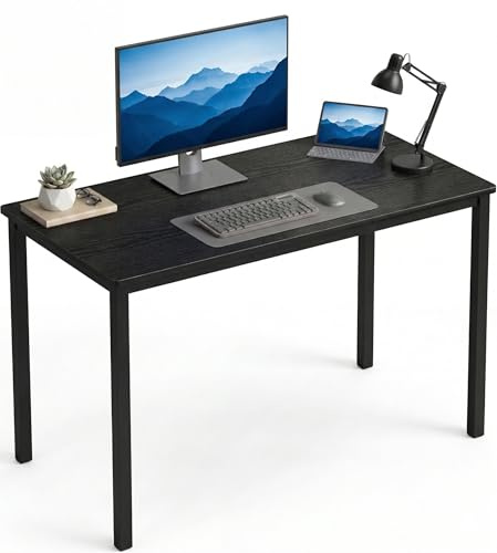 Blisswood Computer Desk 100 x 50 x 75 cm, Office Desk for Home, Small Study Writing Table, Wooden PC Desk with Metal Frame for Bedroom, Living Room & Workstation, Black