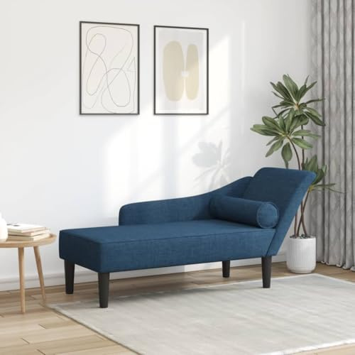 FWIKDUN Chaiselongue mit Kissen aus Stoff in Blau - Moderne Chaiselongue für den Wohnbereich aus pflegeleichtem Kunstleder mit hohem Komfort zum Entspannen