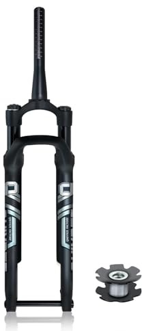 LHHL Road Bike Suspension Fork 700C Off-Road XC Gravel Air Fork 60mm Travel Flat Disc Brake 100x12mm Thru Axle Front Fork Manual Lock Matte Black